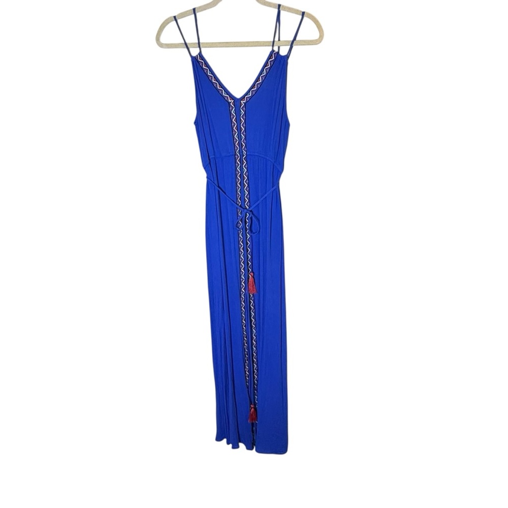 Flying Tomato Women’s Royal Blue Embroidered Spaghetti Strap Maxi Sundress  sz S